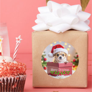 Chihuahua-Welpenhund Weihnachten Runder Aufkleber