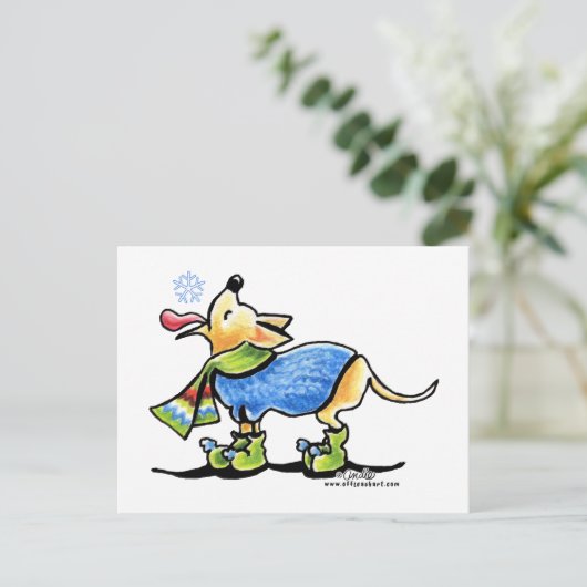 Chihuahua Winter Snowflake Postkarte (Stehend Vorderseite)