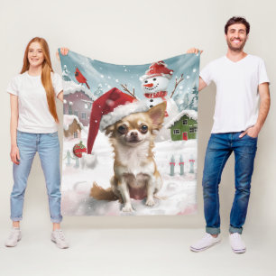 Chihuahua Winter Wonderland Weihnachtsfreude Fleecedecke