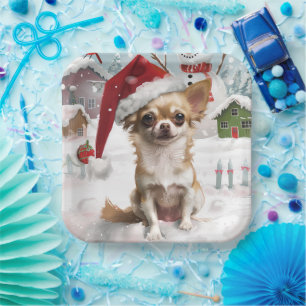 Chihuahua Winter Wonderland Weihnachtsfreude Pappteller