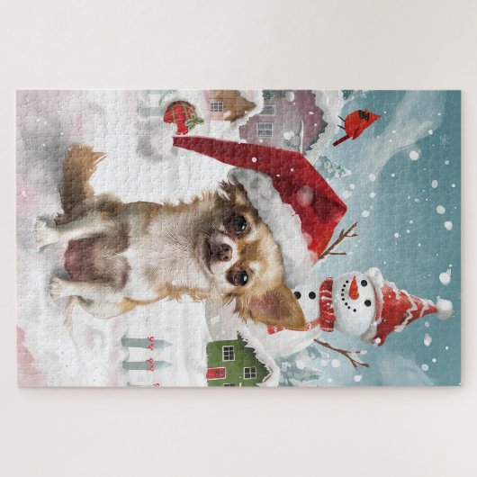Chihuahua Winter Wonderland Weihnachtsfreude Puzzle (Horizontal)