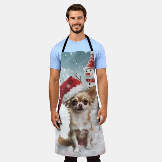 Chihuahua Winter Wonderland Weihnachtsfreude Schürze (Getragen)