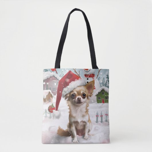 Chihuahua Winter Wonderland Weihnachtsfreude Tasche (Vorderseite)