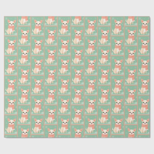 Chihuahua-Wintermuster Geschenkpapier (Flach)