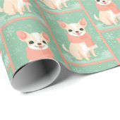 Chihuahua-Wintermuster Geschenkpapier (Rolleneckpunkt)