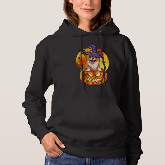 Chihuahua Witch Pumpkin Halloween Dog Hoodie (Vorderseite)