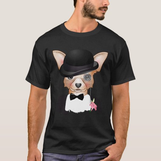 Chihuahua with melon monocle suit and lily T-Shirt (Vorderseite)
