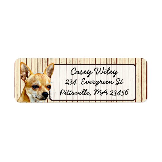 Chihuahua Wood Background Rücksendeadresse Label (Vorne)