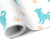 Chihuahua Wrapping Paper Minimal Pastel Blue Gift Geschenkpapier (Rolleneckpunkt)