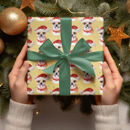 Chihuahua Yellow Christmas Watercolor Hunde Rassen Geschenkpapier