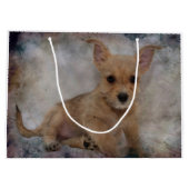 Chihuahua/Yorkie Puppy Große Geschenktüte (Rückseite)