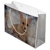Chihuahua/Yorkie Puppy Große Geschenktüte (Rückseite Schrägansicht)