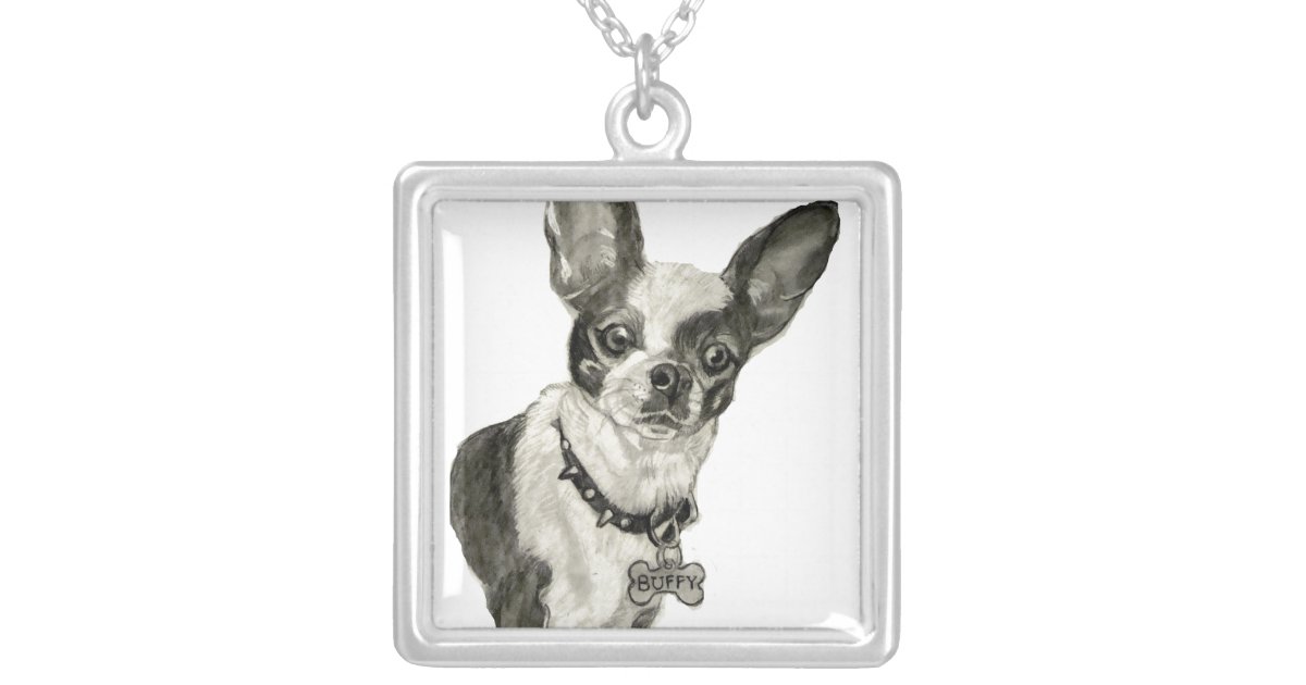 Chihuahuahalskette Vom Ursprunglichen Zeichnen Versilberte Kette Zazzle De