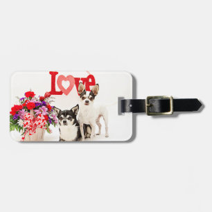 Chihuahuas, Blume und Liebe Gepäckanhänger