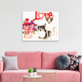 Chihuahuas, Blumen und Liebe Leinwanddruck (Insitu (Wohnzimmer))