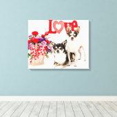 Chihuahuas, Blumen und Liebe Leinwanddruck (Insitu (Holzboden))