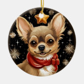 Chihuahuas erste Weihnachten Keramik Ornament (Vorne)
