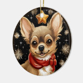 Chihuahuas erste Weihnachten Keramik Ornament (Links)