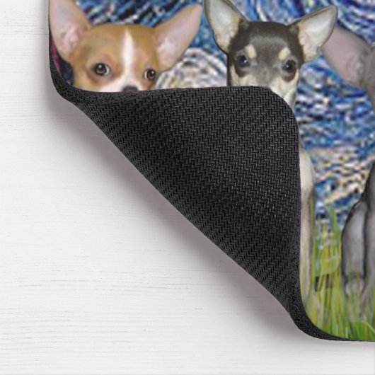 Chihuahuas (vier) - Starry Night Mousepad (Ecke)