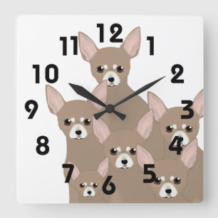 Chihuahuas Wall Clock Quadratische Wanduhr