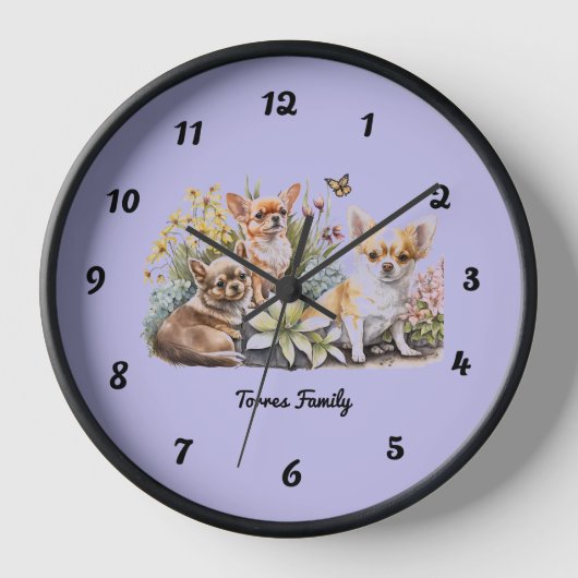 Chihuahuas Wall Clock Uhr (Vorderseite)