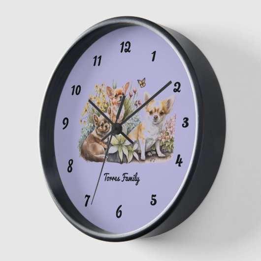 Chihuahuas Wall Clock Uhr (Winkel)