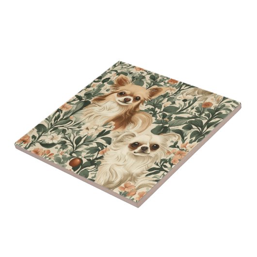 Chihuahuas William Morris-Stil, blühend Fliese (Seite)
