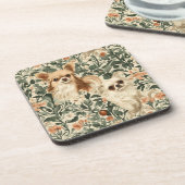 Chihuahuas William Morris-Stil, blühend Getränkeuntersetzer (Linke Seite)