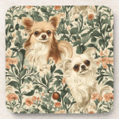 Chihuahuas William Morris-Stil, blühend Getränkeuntersetzer (Vorderseite)
