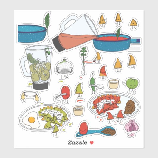 Chilaquiles getting ready aufkleber (Blatt)