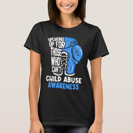 Child Abuse Prevention Awareness Boxing Gloves Blu T-Shirt (Vorderseite)