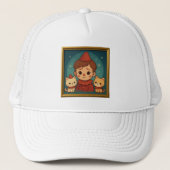 Child and Cats Portrait Truckerkappe (Vorderseite)