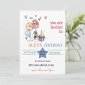 Child Birthday Invitation with Hedgehog Einladung (Stehend Vorderseite)