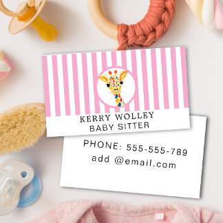 Child Care Nanny Babysitter Colorful Funky Cool Visitenkarte