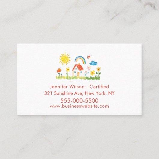 Child Daycare Childcare Service Rainbow Visitenkarte (Rückseite)