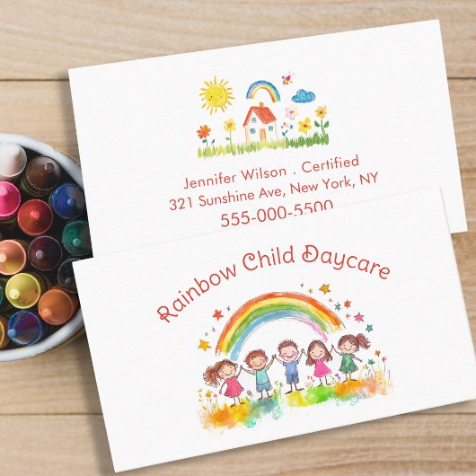Child Daycare Childcare Service Rainbow Visitenkarte