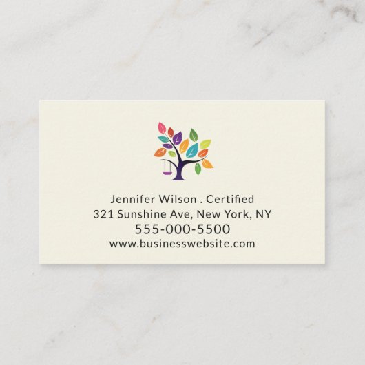 Child Daycare Childcare Service Tree Logo Visitenkarte (Rückseite)