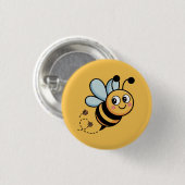 Child-Friendly Bee Mascot with Dotted Trail Button (Vorne & Hinten)