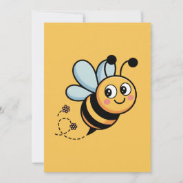 Child-Friendly Bee Mascot with Dotted Trail Feiertagskarte