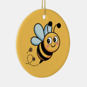 Child-Friendly Bee Mascot with Dotted Trail Keramik Ornament (Rechts)