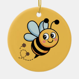 Child-Friendly Bee Mascot with Dotted Trail Keramik Ornament