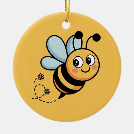 Child-Friendly Bee Mascot with Dotted Trail Keramik Ornament (Vorne)