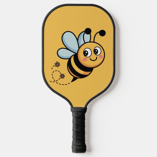 Child-Friendly Bee Mascot with Dotted Trail Pickleball Schläger (Vorderseite)