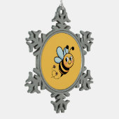 Child-Friendly Bee Mascot with Dotted Trail Schneeflocken Zinn-Ornament (Links)
