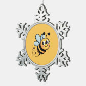 Child-Friendly Bee Mascot with Dotted Trail Schneeflocken Zinn-Ornament (Rechts)