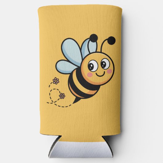 Child-Friendly Bee Mascot with Dotted Trail Selters Dosenkühler (Vorderseite)