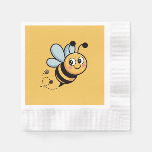 Child-Friendly Bee Mascot with Dotted Trail Serviette (Vorderseite)