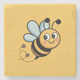 Child-Friendly Bee Mascot with Dotted Trail Steinuntersetzer