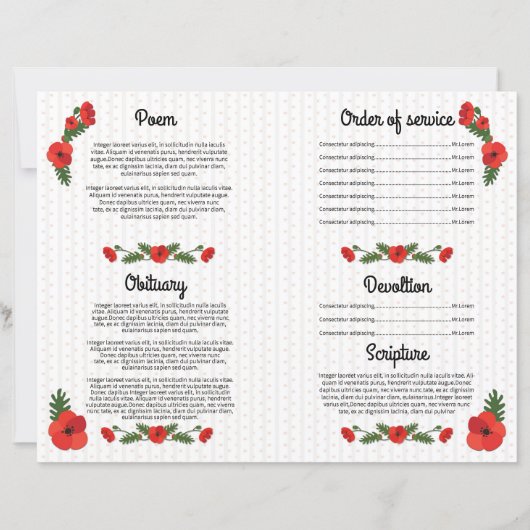 Child Funeral Program Template (Rückseite)