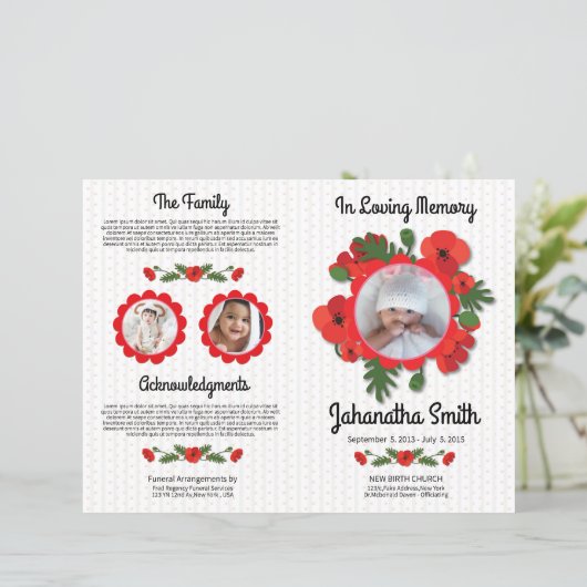 Child Funeral Program Template (Stehend Vorderseite)